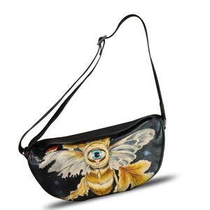 4191 Leather Crossbody Bag Hand Painted Sling Backpack Retro Handmade